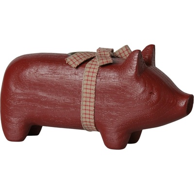 Maileg Svícen Wooden Red Pig Medium