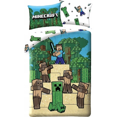 Halantex obliečky Minecraft Creeper a Steve bavlna 140x200 70x90