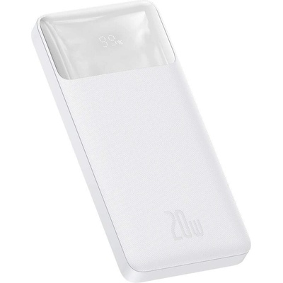 Baseus Bipow Digital Display Power Bank 20W 10000 mAh (PPDML-L02) - външна батерия с два USB-A и един USB-C изходи и технология за бързо зареждане (бял)