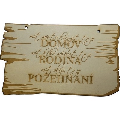 Drevená darčeková ceduľka Domov Česká verze