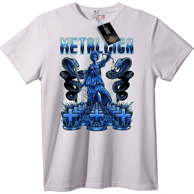NOONEBRAND Тениска Metallica Синя Статуя - 4XL, White