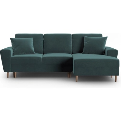 Cosmopolitan Design Кадифен разтегателен ъглов диван с място за съхранение в петролен цвят (десен ъгъл) Kyoto - Cosmopolitan Design (COS_RCF_2_F2_KYOTO7)