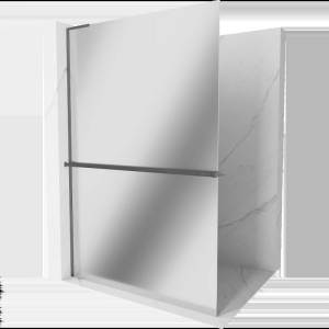 Mexen Kioto+ L душ кабина с етажерка Walk-in 100 x 200 см, огледало, четкано тъмно сиво - 800-100-123-66-50 (800-100-123-66-50)