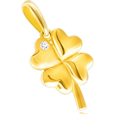 Šperky Eshop Diamantový přívěsek ze žlutého zlata čtyřlístek s blýskavým briliantem S3BT506.14