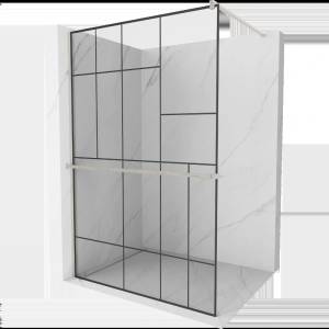 Mexen Kioto+ душ кабина с рафт Walk-in 120 x 200 см, черен десен, четка никел - 800-120-121-97-78 (800-120-121-97-78)