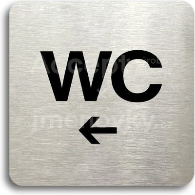 ACCEPT Piktogram WC vlevo - stříbrná tabulka - černý tisk bez rámečku