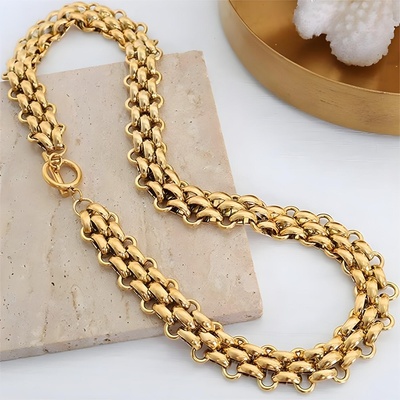 HARAHU Дамски колие es-38445 - Златно / 42см / 13мм kp38445 (es-38445)