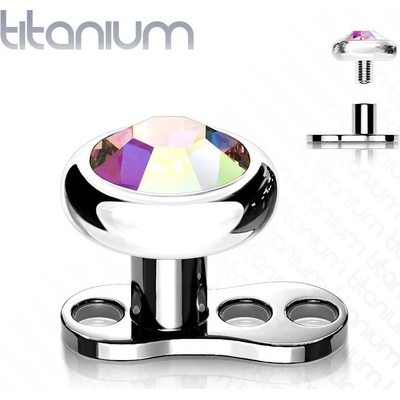 Šperky4U kompletní microdermal piercing duhový kamínek MD028AB-04