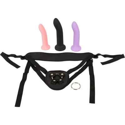 You2Toys černý strap on dildo set