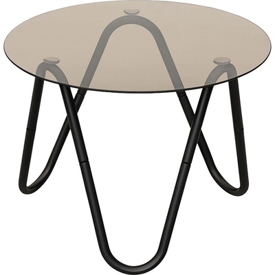 Leitmotiv Кръгла странична масичка със стъклен плот ø 50 cm Ventana Round - Leitmotiv (LM2332BK)