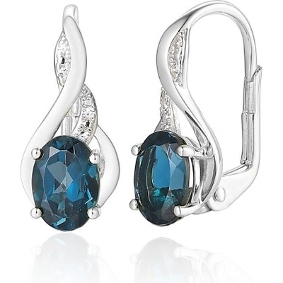Gems Podmanivé náušnice Allegra, bílé zlato s brilianty a tmavě modrými topazy, 585-38-3-4554.1B00.0.00.HSI.616.08