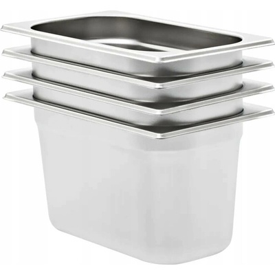 Gastronomické nádoby 4 ks GN 1/4, 150 mm, nerezová ocel