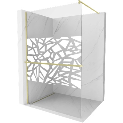 Mexen Kioto+ душ кабина с рафт Walk-in 140 x 200 см, бял модел, златисто четкано - 800-140-121-55-85 (800-140-121-55-85)