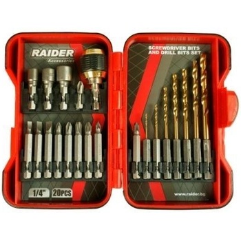 Raider Комплект накрайници и свредла Raider, 1/4", 20 части /157797 (157797-1)