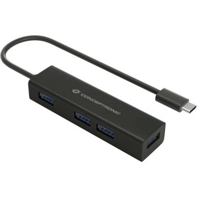 Conceptronic HUBBIES07B интерфейсен хъб USB 3.2 Gen 1 (3.1 Gen 1) Type-C 5000 Мбит/с Черен (HUBBIES07B)