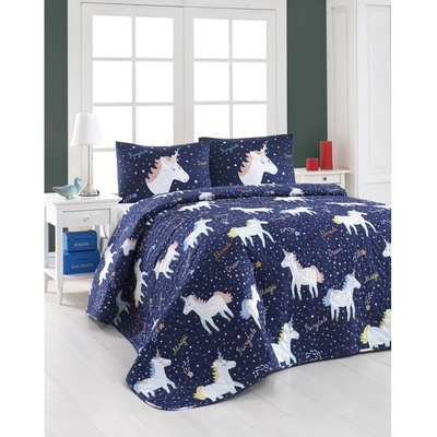 Mijolnir přehoz na postel Magic Unicorn přehoz modrá/bílá 200 x 220 cm