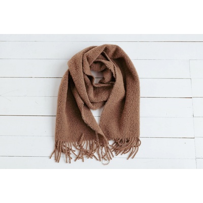 Wooline merino šála Boucle hnědá