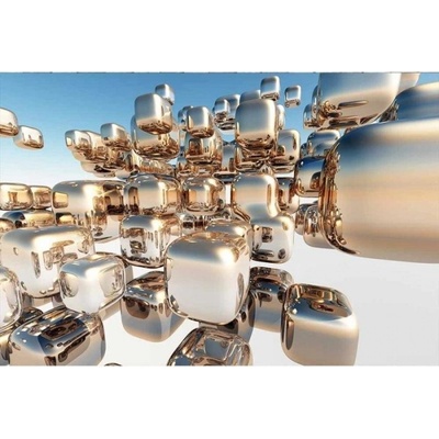 DIMEX ART Флизелинов фототапет сребърни кубчета 375 x 250 см