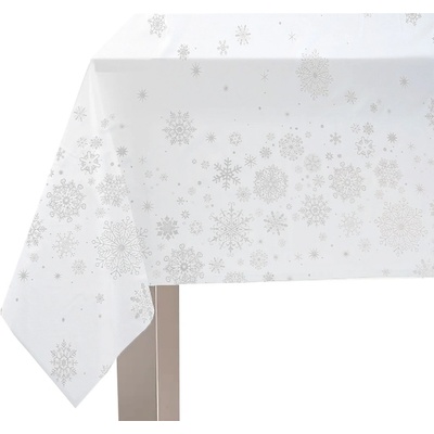 Mybesthome Vánoční ubrus White Xmas vzor A bílý stříbrný potisk 140x220cm – Zbozi.Blesk.cz