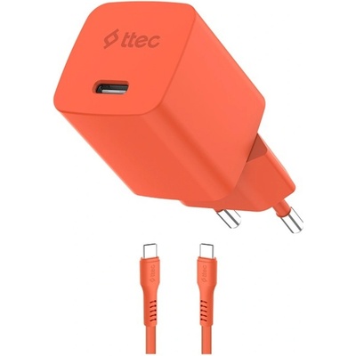 Ttec Зарядно ttec SmartCharger GaN 45W PD + Кабел USB-C , Neon Orange