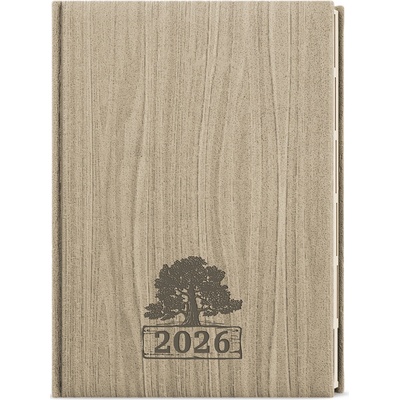 Oskar Wood A5 Týdenní 2026 světle hnědá
