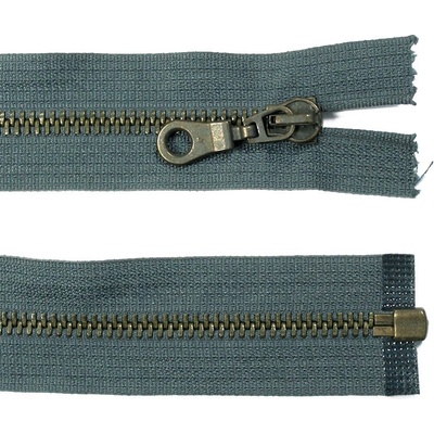 Kovový zip no.5 rozepínací 50cm (staromosazné zoubky) - více barev b: 12 tmavě šedá