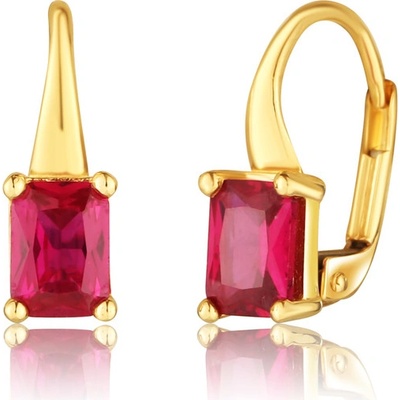 JVD Dámské zlaté klasické náušnice na patent s rubíny ryz. 585/1000 ZE0893XJ72-8200