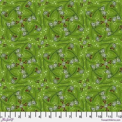 Bavlněná látka vánoční zelená | Cori Dantini – Winter Joy – Pine Cones and Stars