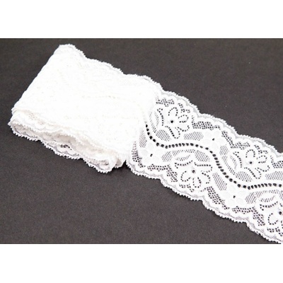 Elastická silonová čipka - biela - šírka 7 cm