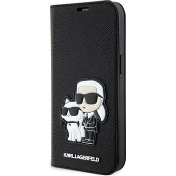 KARL LAGERFELD Калъф Karl Lagerfeld KLBKP14LSANKCPK за iPhone 14 Pro 6.1", черен / черен, Saffiano Karl & Choupette (KF001613-0)