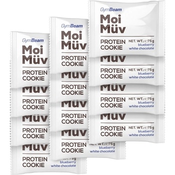 GymBeam MoiMüv Protein Cookie [12 x 75 грама] Бял шоколад с боровинка