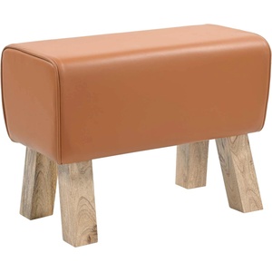 vidaXL Пейка 60 x 30 x 45 cm Естествена кожа Кафяво (42042104)