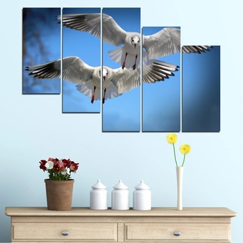 Vivid Home Картини пана Vivid Home от 5 части, Птици, Канава, 110x65 см, 7-ма Форма №0610