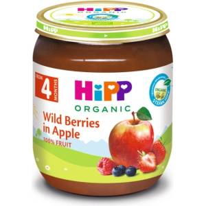 Hipp Био плодово пюре Hipp - Горски плодове с ябълка, 125 g (4203)