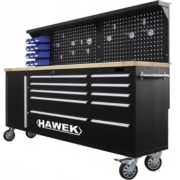 HAWEK Професионална работна маса, 11 отделения, дървен плот и панел hawek hw-01y0109 (hw-01y0109)