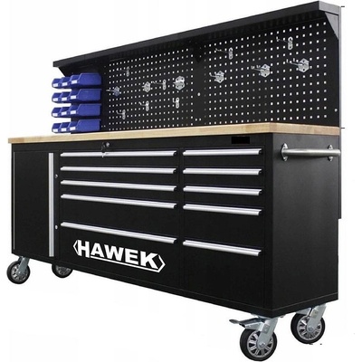 HAWEK Професионална работна маса, 11 отделения, дървен плот и панел hawek hw-01y0109 (hw-01y0109)