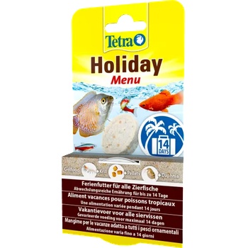 TETRA Holiday Menu - хранителният блок с гел осигурява на рибите до 14 дни хранене, съдържа 3 различни вида храна плюс други основни хранителни вещества