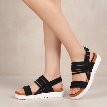 Дамски велурени сандали в черен цвят