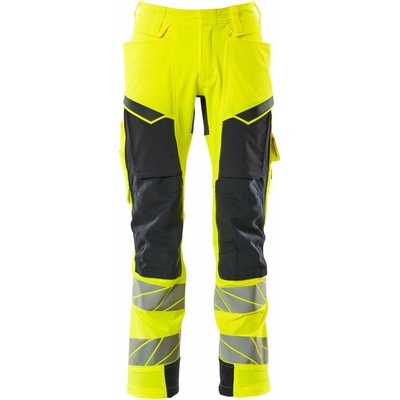 MASCOT ACCELERATE SAFE 19279-510-17010 Reflexné bezpečnostné nohavice HI-VIS reflexná žltá / tmavomodrá, klasická veľkosť