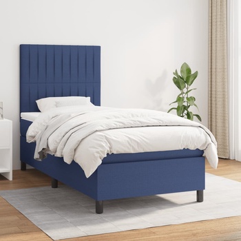 vidaXL Боксспринг легло с матрак, синя, 90x200 см, плат (3141911)
