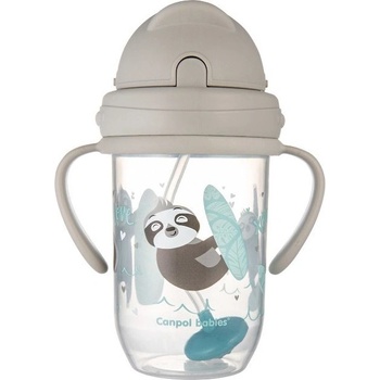 Canpol babies Чаша със сламка Canpol - Exotic Animals, 270 ml, сива (56/606_grey)