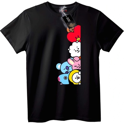NOONEBRAND Тениска с мили анимационни герои - 2XL, Black