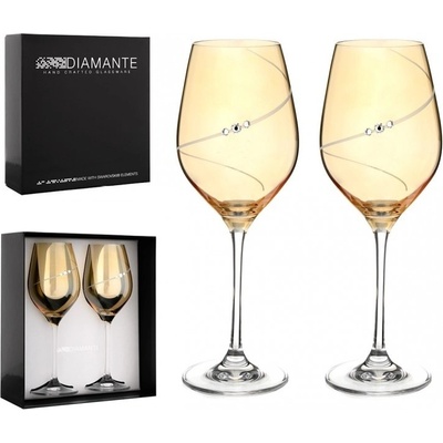 Diamante poháre na biele víno Silhouette City Amber se Swarovski kamienkami 2 x 360 ml