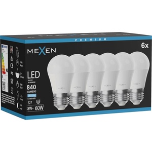 Mexen Nova 6x LED крушка E27, G45, 8W, Студена - 6500K, 840 lm - L101-E27-0865-01x06 (L101-E27-0865-01x06)