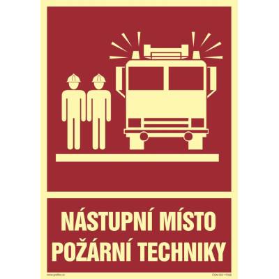 Grafiko | Nástupní místo požární techniky - fotoluminiscenční - Materiál Samolepící PVC folie, Rozměr 297x210mm
