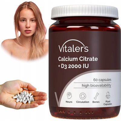 Vitaler's Citrát vápenatý 1200 mg + vitamín D3 2000 IU 60 kapsúl