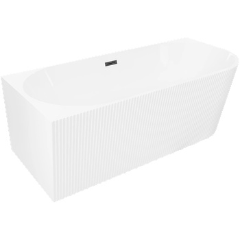 Mexen Silo самостоятелна ъглова лява вана с набраздена повърхност 170 x 80 см, бяла, черен преливник - 52891708000L-70 (52891708000L-70)