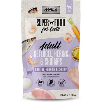 MAC's Cat Adult пауч с пилешко, херинга, скариди и масло от сьомга за израснали котки 100 гр