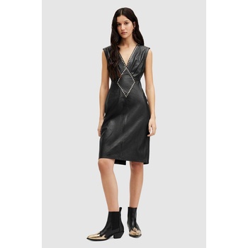 AllSaints Кожена рокля AllSaints SYLA LEA STUD DRESS в черно къса с кройка по тялото WL536Z (WL536Z)