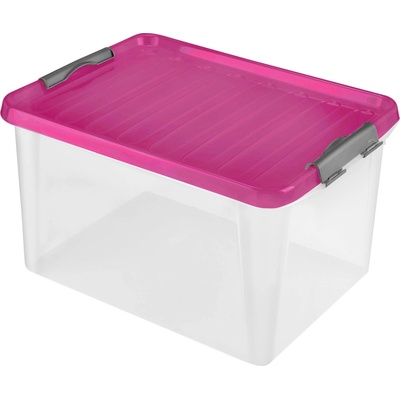 HEIDRUN Plastový úložný box s víkem Clip box 31 l TRANSPARENTNI